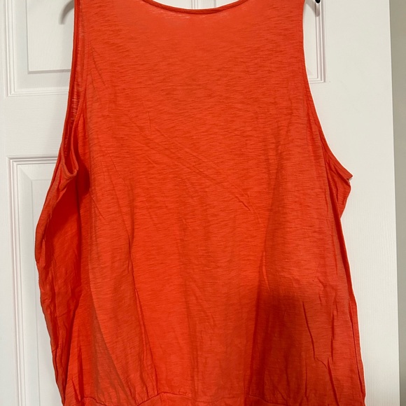 Lane Bryant 22/24 Sleeveless Orange Beaded Split Neck Top - Picture 3 of 5
